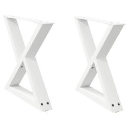 Lot de 2 pieds de table basse r&eacute;glables design moderne 60 x 42-43,3 cm en acier blanc 02_0056995