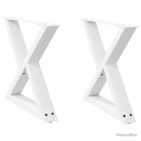 Lot de 2 pieds de table basse r�glables design moderne 60 x 42-43,3 cm en acier blanc 02_0056995
