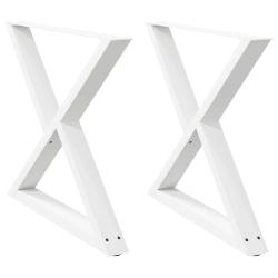 Lot de 2 pieds de table &agrave; manger r&eacute;glables contemporaine 90 x 72 cm en acier blanc 02_0057018