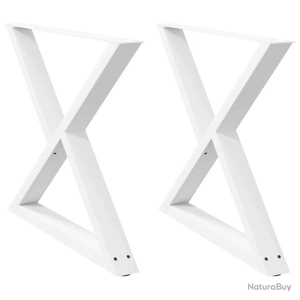 Lot de 2 pieds de table � manger r�glables contemporaine 90 x 72 cm en acier blanc 02_0057018