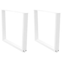 Lot de 2 pieds de table &agrave; manger en V 100 x 72 cm avec patins r&eacute;glables style moderne en acier blan