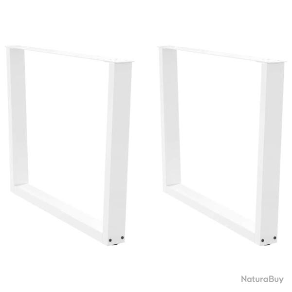 Lot de 2 pieds de table � manger en V 100 x 72 cm avec patins r�glables style moderne en acier blan