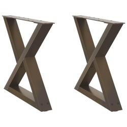 Lot de 2 pieds de table basse r&eacute;glables modernes 60 x 42-43,3 cm en acier naturel 02_0056997