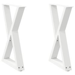 Lot de 2 pieds de table &agrave; manger r&eacute;glables g&eacute;om&eacute;trique moderne 60 x 72-73 cm en acier blanc 02_0057