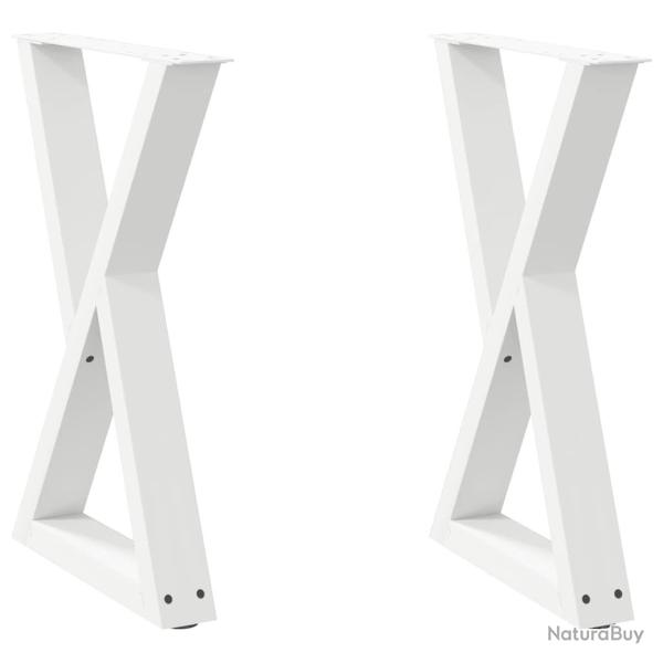 Lot de 2 pieds de table � manger r�glables g�om�trique moderne 60 x 72-73 cm en acier blanc 02_0057