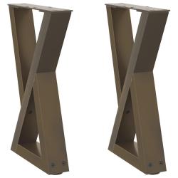 Lot de 2 pieds de table basse ajustables 28 x 42-43,3 cm style moderne en acier naturel 02_0056985