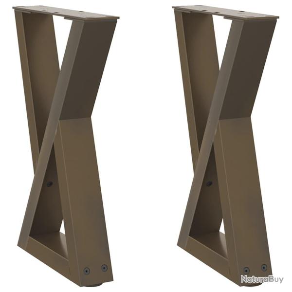 Lot de 2 pieds de table basse ajustables 28 x 42-43,3 cm style moderne en acier naturel 02_0056985