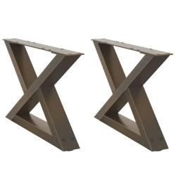 Lot de 2 pieds de table basse en m&eacute;tal 50 x 30 cm stable et moderne design g&eacute;om&eacute;trique en acier nat