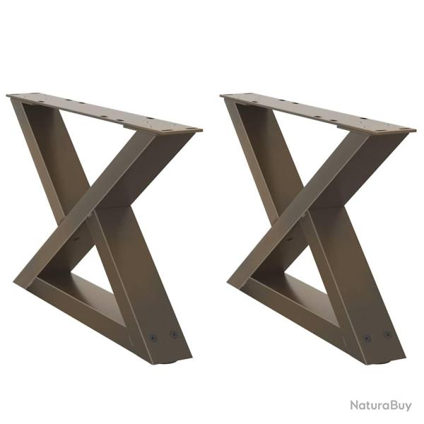 Lot de 2 pieds de table basse en m�tal 50 x 30 cm stable et moderne design g�om�trique en acier nat
