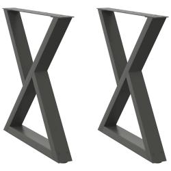 Lot de 2 pieds de table &agrave; manger modulables 70 x 73 cm avec patins r&eacute;glables design moderne en acie