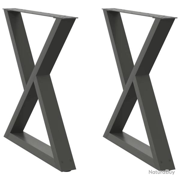 Lot de 2 pieds de table � manger modulables 70 x 73 cm avec patins r�glables design moderne en acie