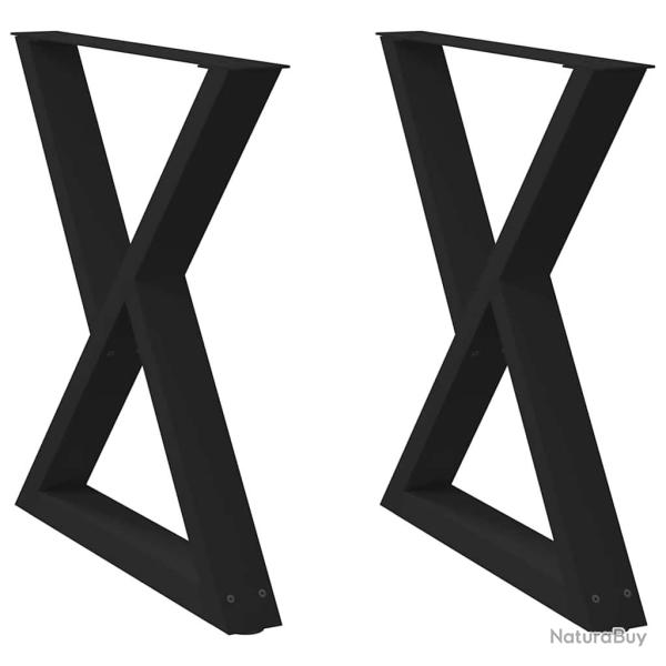 Lot de 2 pieds de table � manger r�glables 70 x 72 cm design moderne stable en acier noir 02_0057010