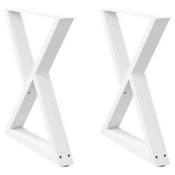 Lot de 2 pieds de table &agrave; manger r&eacute;glables design moderne 80 x 73 cm en acier blanc 02_0057015