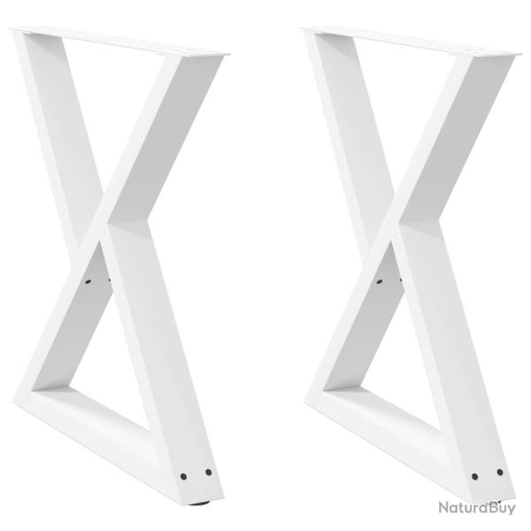 Lot de 2 pieds de table � manger r�glables design moderne 80 x 73 cm en acier blanc 02_0057015