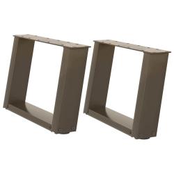 Lot de 2 pieds de table basse en U design moderne inclin&eacute;s 50 x 30-31 cm en acier thermolaqu&eacute; natur