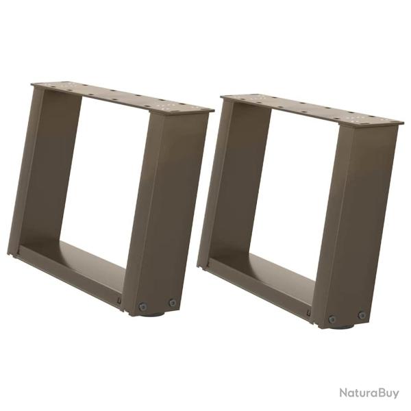 Lot de 2 pieds de table basse en U design moderne inclin�s 50 x 30-31 cm en acier thermolaqu� natur