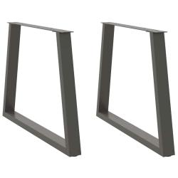 Lot de 2 pieds de table &agrave; manger en V design moderne ajustable 90 x 72 cm en acier anthracite 02_00