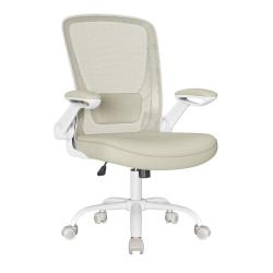 Fauteuil de bureau avec accoudoir rabattable chaise de bureau en toile si&egrave;ge pivotant &agrave; 360&deg; suppor