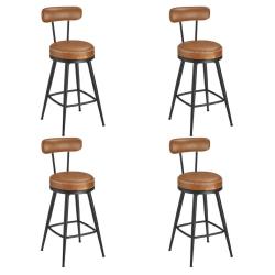 Tabouret de bar lot de 4 chaise de cuisine si&egrave;ge rembourr&eacute; design PU avec coutures style moderne mi