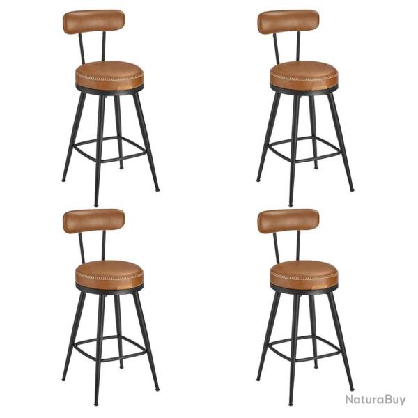 Tabouret de bar lot de 4 chaise de cuisine si�ge rembourr� design PU avec coutures style moderne mi