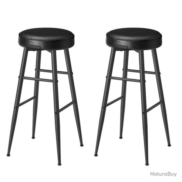 Tabouret de bar lot de 2 chaise de cuisine si�ge haut en PU avec coutures hauteur assise 63 cm pour