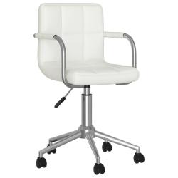 Chaise fauteuil si&egrave;ge de bureau informatique &eacute;tude pivotante similicuir blanc 02_0024048
