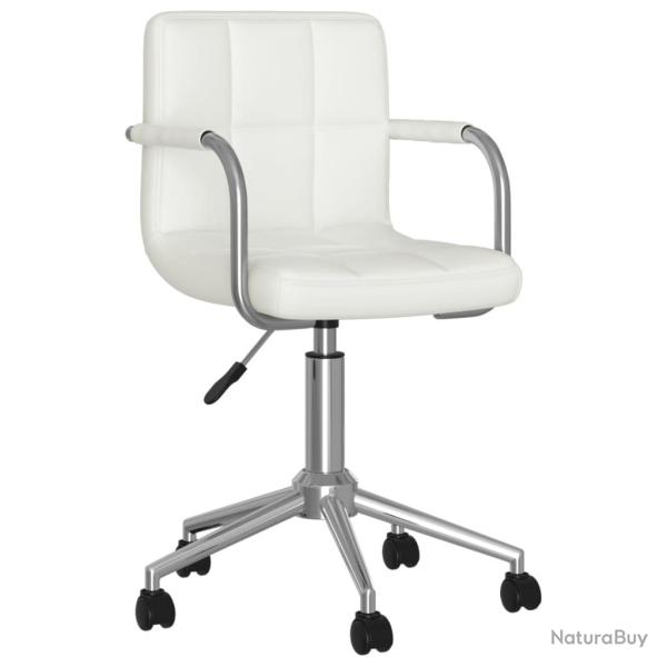 Chaise fauteuil si�ge de bureau informatique �tude pivotante similicuir blanc 02_0024048