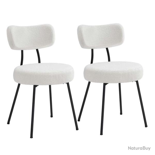 Chaises salle � manger lot de 2 tissu peluche dossier courb� chaises de cuisine rembourr�es cader e