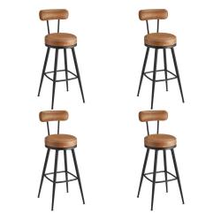 Lot de 4 tabouret de bar design chaise de cuisine si&egrave;ge rembourr&eacute; PU avec coutures style moderne po