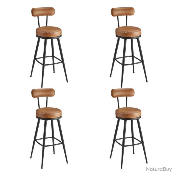 Lot de 4 tabouret de bar design chaise de cuisine si�ge rembourr� PU avec coutures style moderne po