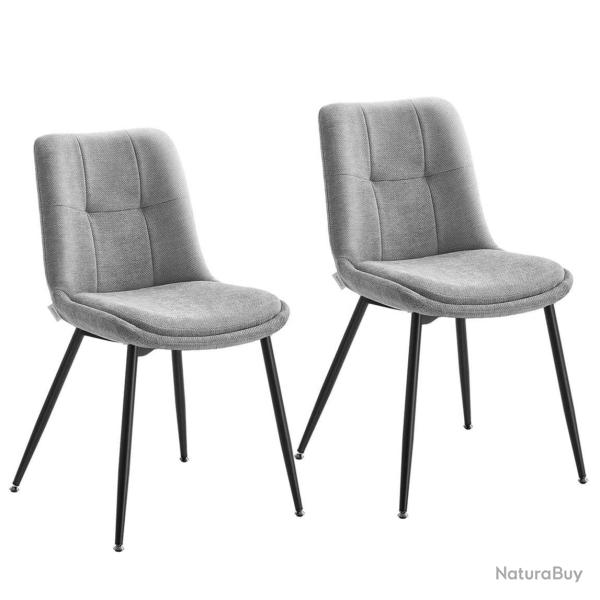 Lot de 2 chaises salle � manger chaise de cuisine rembourr�e chenille jusqu'� 120 kg double coussin