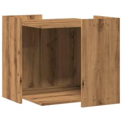 Meuble de bac &agrave; liti&egrave;re pour chat artisanal 53 x 53 x 51 cm marron 02_0043306