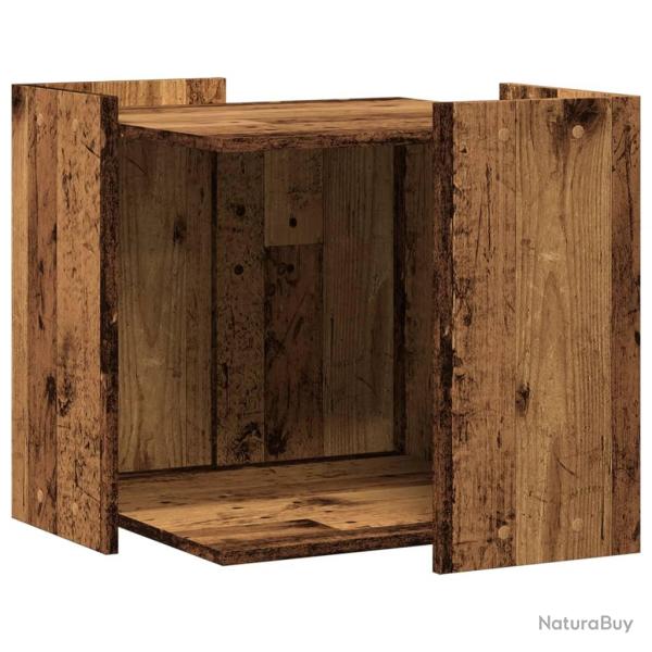 Meuble de bac � liti�re pour chat vieux bois bois d'ing�nierie marron 02_0043345