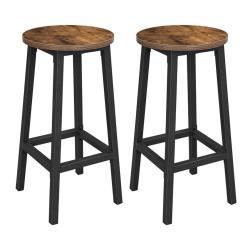 Tabourets hauts lot de 2 chaises de bar si&egrave;ge de cuisine cadre en acier hauteur 65 cm montage facil