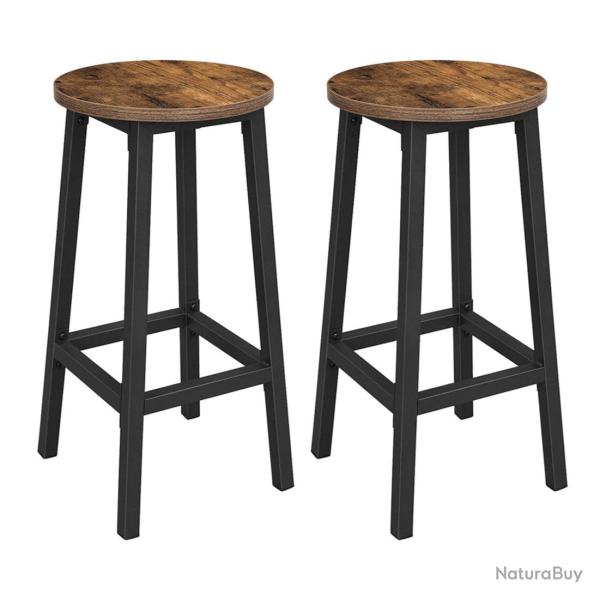 Tabourets hauts lot de 2 chaises de bar si�ge de cuisine cadre en acier hauteur 65 cm montage facil