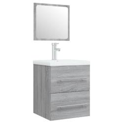 Meuble lavabo avec bassin int&eacute;gr&eacute; MDF 42 x 39 x 18 cm gris 02_0006883