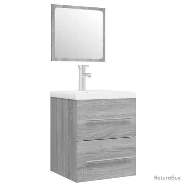Meuble lavabo avec bassin int�gr� MDF 42 x 39 x 18 cm gris 02_0006883
