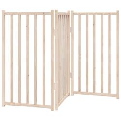 Barri&egrave;re de s&eacute;curit&eacute; pour chien animaux de compagnie pliable 3 panneaux 150 cm bois sapin massif ma