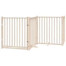 Barri&egrave;re de s&eacute;curit&eacute; pour chien animaux de compagnies avec porte 4 panneaux bois de sapin massif ma