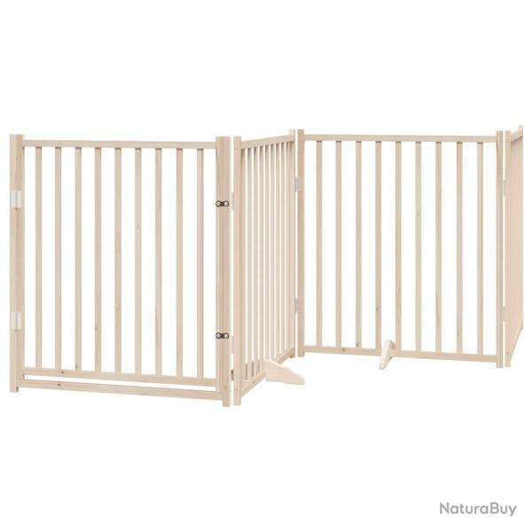 Barri�re de s�curit� pour chien animaux de compagnies avec porte 4 panneaux bois de sapin massif ma