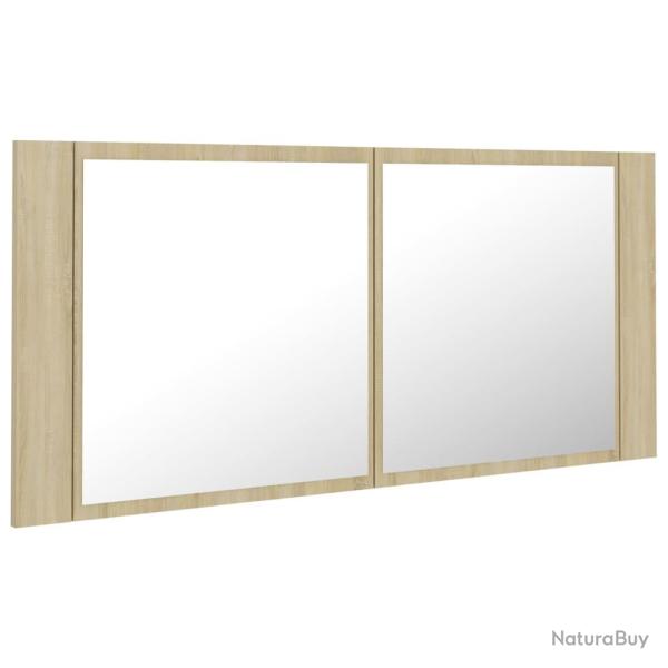 Armoire � miroir � led de bain 100 x 12 x 45 cm acrylique ch�ne 02_0006745