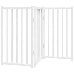 Barri&egrave;re de s&eacute;curit&eacute; pour chien animaux de compagnie pliable 3 panneaux 150 cm bois sapin massif bl