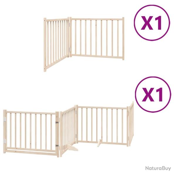 Barri�re de s�curit� pour chien animaux de compagnie avec porte pliable 6 panneaux bois peuplier ma