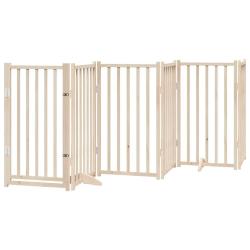 Barri&egrave;re de s&eacute;curit&eacute; pour chien animaux de compagnies avec porte 6 panneaux bois de sapin massif ma