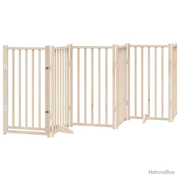 Barri�re de s�curit� pour chien animaux de compagnies avec porte 6 panneaux bois de sapin massif ma