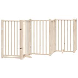 Barri&egrave;re de s&eacute;curit&eacute; pour chien animaux de compagnies avec porte pliable 9panneaux bois peuplier ma