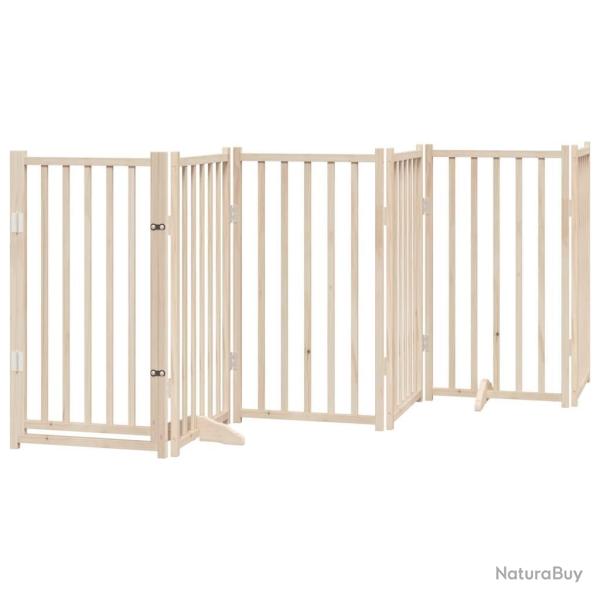 Barri�re de s�curit� pour chien animaux de compagnies avec porte pliable 9panneaux bois peuplier ma