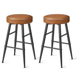 Collection ekho tabouret de bar lot de 2 chaise de cuisine si&egrave;ge haut en pu avec coutures hauteur a