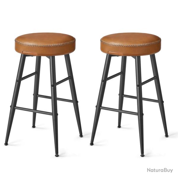 Collection ekho tabouret de bar lot de 2 chaise de cuisine si�ge haut en pu avec coutures hauteur a