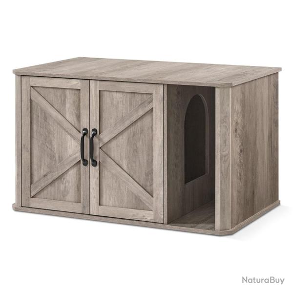 Meuble liti�re pour chat meuble moderne cache-liti�re entr�e par devant double porte poign�es maiso